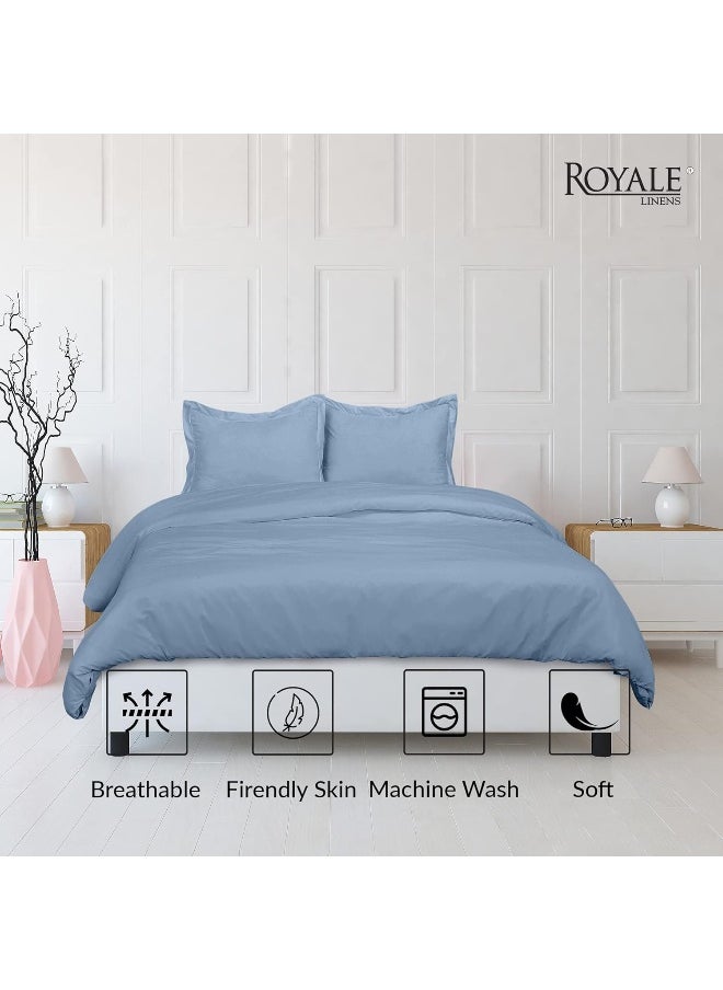 Royale ROYALE Lake Blue Duvet Cover Full Size - Washed Duvet Cover, 3 Piece Double Brushed Duvet Covers set with Button Closure & Corner Ties  - Image 3