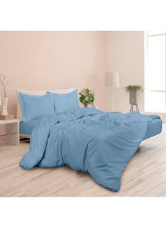 Royale ROYALE Lake Blue Duvet Cover Full Size - Washed Duvet Cover, 3 Piece Double Brushed Duvet Covers set with Button Closure & Corner Ties  - Image 1