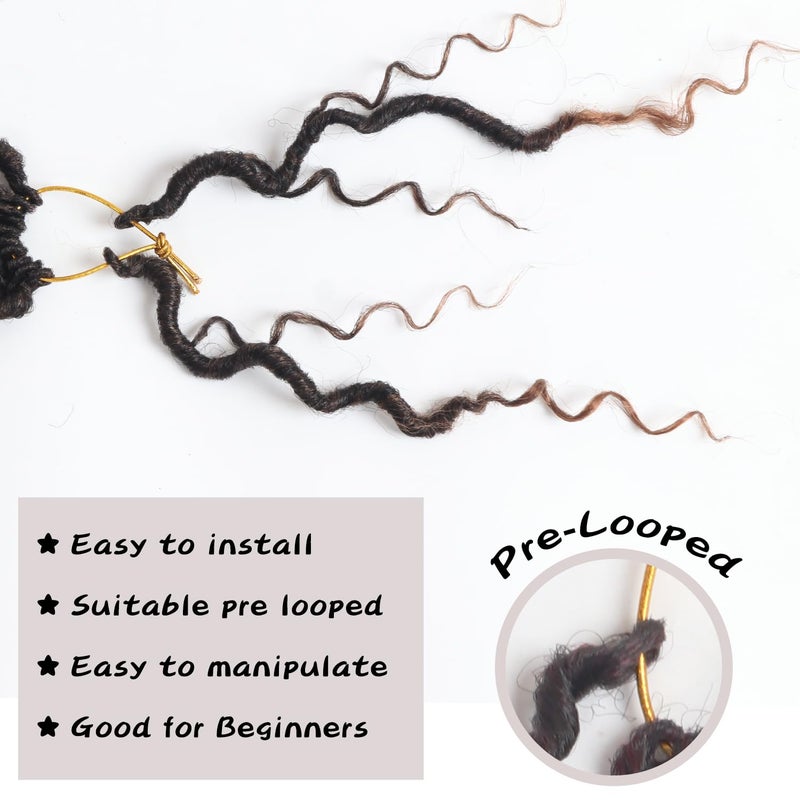 Vemet Goddess Locs Crochet Hair,8 Inch 9 Packs Faux Locs Synthetic Crochet Hair for Black Women, Boho Style Pre looped crochet with Curly Ends - Image 5