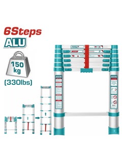 TOTAL Telescopic Ladder 6 Steps Aluminum Load 150Kg Thlad08061 