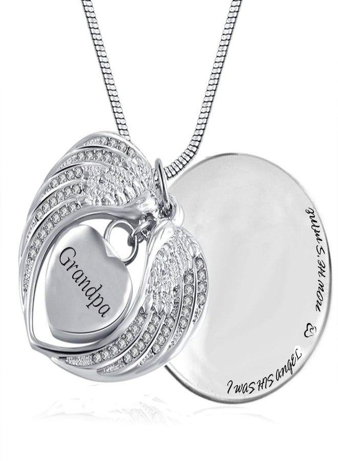 PREKIAR Angel Wing Urn Necklace for Ashes, Heart Cremation Memorial Keepsake Pendant Necklace Jewelry with Fill Kit and Gift Box (GRANDPA) - Image 2