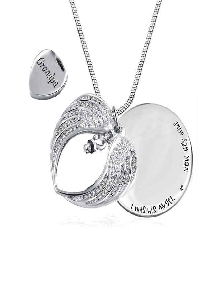 PREKIAR Angel Wing Urn Necklace for Ashes, Heart Cremation Memorial Keepsake Pendant Necklace Jewelry with Fill Kit and Gift Box (GRANDPA) - Image 3