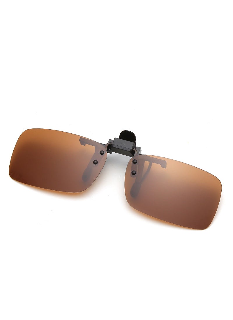 Polarized Clip-On Sunglasses Unisex Lightweight Small Tea Slice