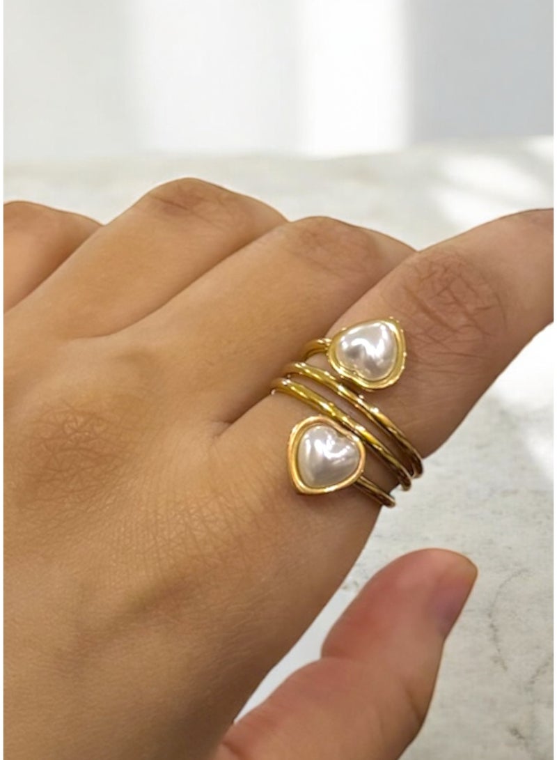 GOLDMAX 18k Gold Plated Stainless Steel Ring For Women Size 7 - Image 1