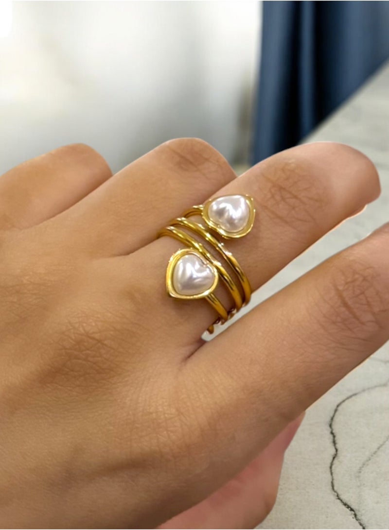 GOLDMAX 18k Gold Plated Stainless Steel Ring For Women Size 7 - Image 3