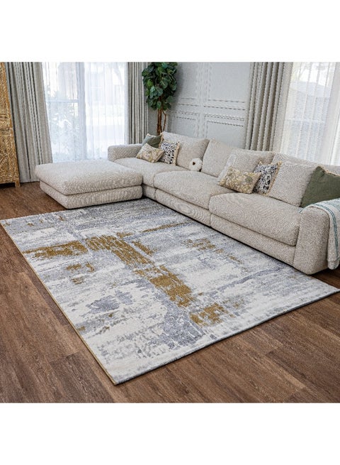 Handpicked Furniture Abstract Gold Rug, Ultra Soft Area Carpets For Bed Room, Living Room, And Dining Room, Antislip Floor Carpets, Easy To Clean, Made In Turkey