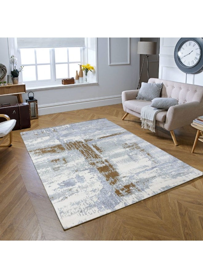 HANDPICKED FURNITURE Handpicked Furniture Abstract Gold Rug, Ultra Soft Area Carpets For Bed Room, Living Room, And Dining Room, Antislip Floor Carpets, Easy To Clean, Made In Turkey  - Image 1