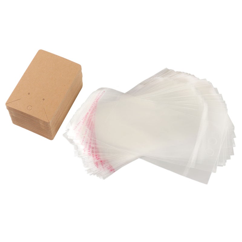 100sets Earring Cards Hanging Holes Design Transparent Bag Kraft Paper Jewelry Display Cards for Gift Wrapping - Image 5