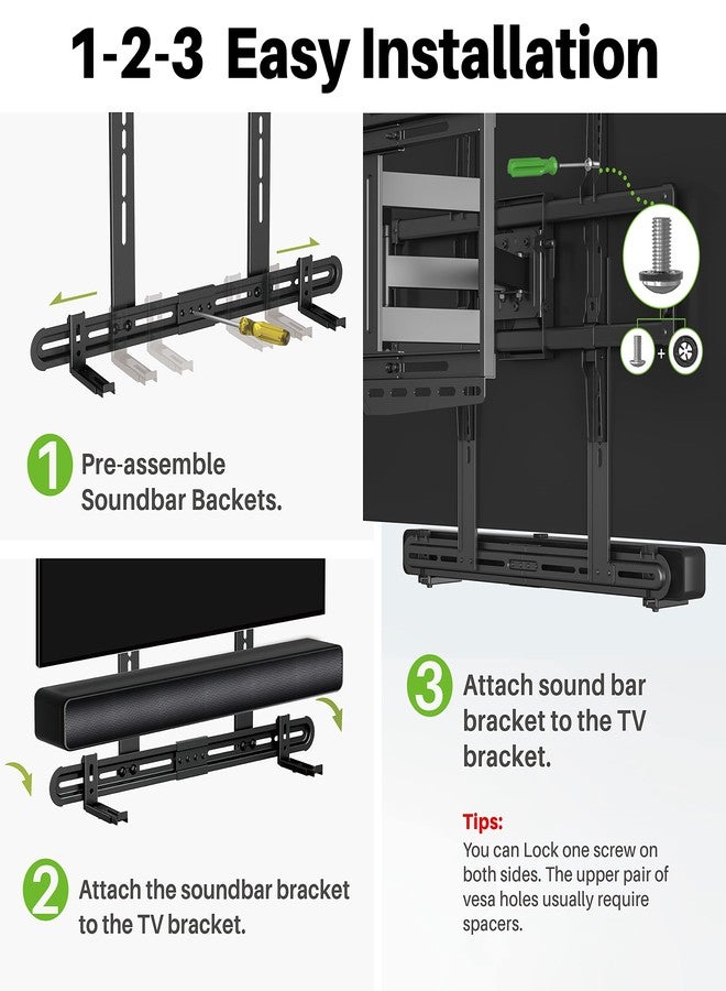 USX MOUNT Universal Soundbar Mount, Sound Bar TV Bracket for Soundbar with Speaker, Fits 2 Installation Options, Removable No-Slip Base Holder Extends 3.46”-6.06” - Image 5