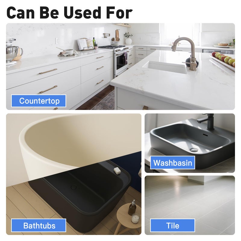 DWIL Tile Paint, Tub and Tile Refinishing Kit with Tools, Bathtub Paint Water Based &Low Odor, Easy to Use for Bathroom Kitchen, Semi-Gloss Black, 25-30sq.ft - Image 4