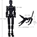 masijssa T13 3D Action Figures Set Titan 13 Action Figure Dummy 3D Printed Robo MultiJointed Movable Toy with Full Articulation for Collectors Desktop Assembly Completed Pure Black Figure Dog - Image 4