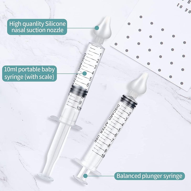 JUSONEY Baby Nose Syringe  Professional Fly Baby Irrigator with Clean and Reusable Silicone Nose Tips 2 Pieces - Image 2