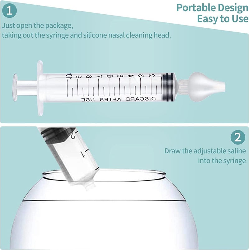 JUSONEY Baby Nose Syringe  Professional Fly Baby Irrigator with Clean and Reusable Silicone Nose Tips 2 Pieces - Image 3