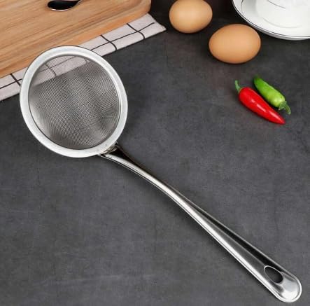 Portible Portible Stainless Steel Strainer Oil Strainer Spoon with Long Handle Oil Frying Filter Spoon Deep Fry Strainer Puri Jhara Skimmer Strainer Kitchen Accessories for Home Restaurants Hotels 1 - Image 2