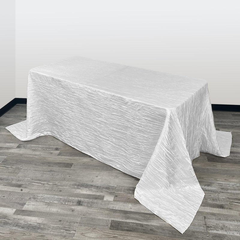 Your Chair Covers YOUR CHAIR COVERS  90 x 132 Inch 6ft White Rectangular Crinkle Taffeta Tablecloth  Elegant Table Linen for Rectangular Tables Weddings  Special Events