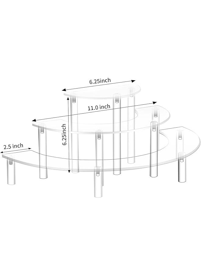 erorex - Acrylic Display Stand 3 Tier Half Moon Risers Cupcake Display Stand Suitable For Dessert Cupcake Pop Figure Perfume Collections - Image 1