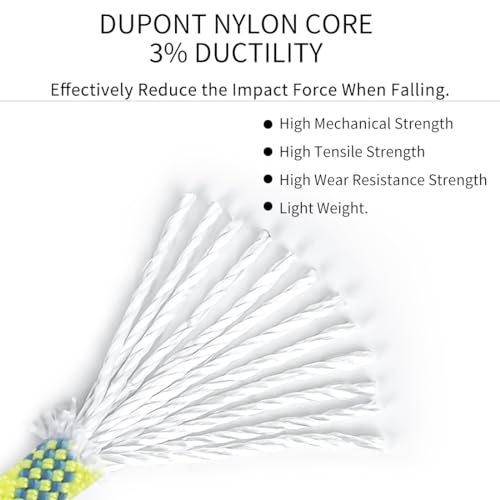 NewDoar 10.5mm(2/5in) Dynamic Rope,24KN(5231 lb) Robust Nylon Kernmantle,3 Sizes Multipurpose Rope for Outdoor Mountaineering Rock Climbing Rescue - Image 4