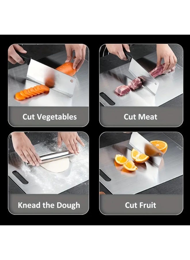 Toshionics Premium Stainless Steel Cutting Board Double-Sided Thickened Design 23X34cm – Heavy Duty Kitchen Chopping Board with Handle – Food Grade Metal Board for Meat, Vegetables, Fruits, Fish, Dough Kneading & Baking – Easy to Clean, Durable, Anti-Mold, Odor-Free Kitchen Tool Gift for Mother’s Day & Father’s Day - Image 5