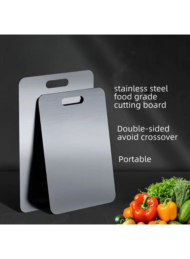 Toshionics Premium Stainless Steel Cutting Board Double-Sided Thickened Design 23X34cm – Heavy Duty Kitchen Chopping Board with Handle – Food Grade Metal Board for Meat, Vegetables, Fruits, Fish, Dough Kneading & Baking – Easy to Clean, Durable, Anti-Mold, Odor-Free Kitchen Tool Gift for Mother’s Day & Father’s Day - Image 3