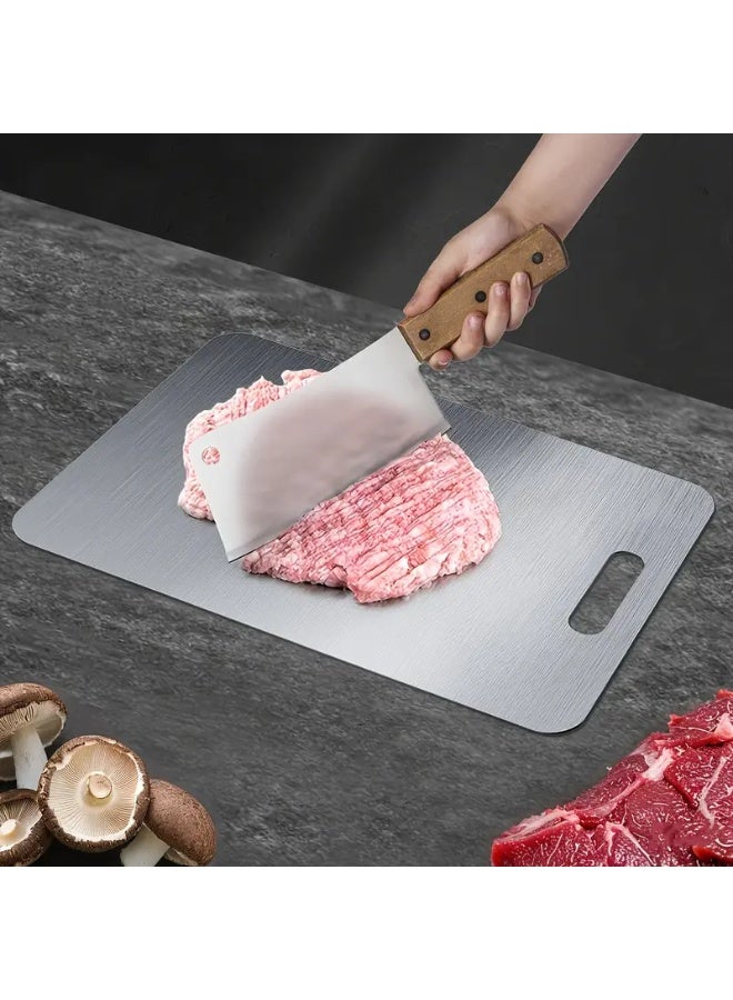 Toshionics Premium Stainless Steel Cutting Board Double-Sided Thickened Design 23X34cm – Heavy Duty Kitchen Chopping Board with Handle – Food Grade Metal Board for Meat, Vegetables, Fruits, Fish, Dough Kneading & Baking – Easy to Clean, Durable, Anti-Mold, Odor-Free Kitchen Tool Gift for Mother’s Day & Father’s Day - Image 4