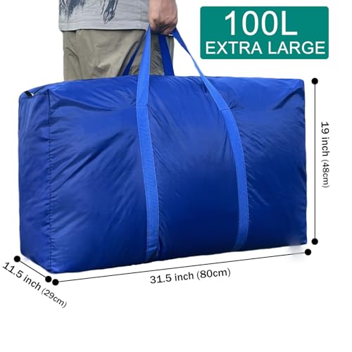 Peyorom 100L Extra Large Storage Bags, Big Moving Bags with Strong Zippers & Carrying Handles, Packing Bags for Moving, Storage, Travel and Camping, Storage Totes For Space Saving (Blue, 2 Pack) - Image 2