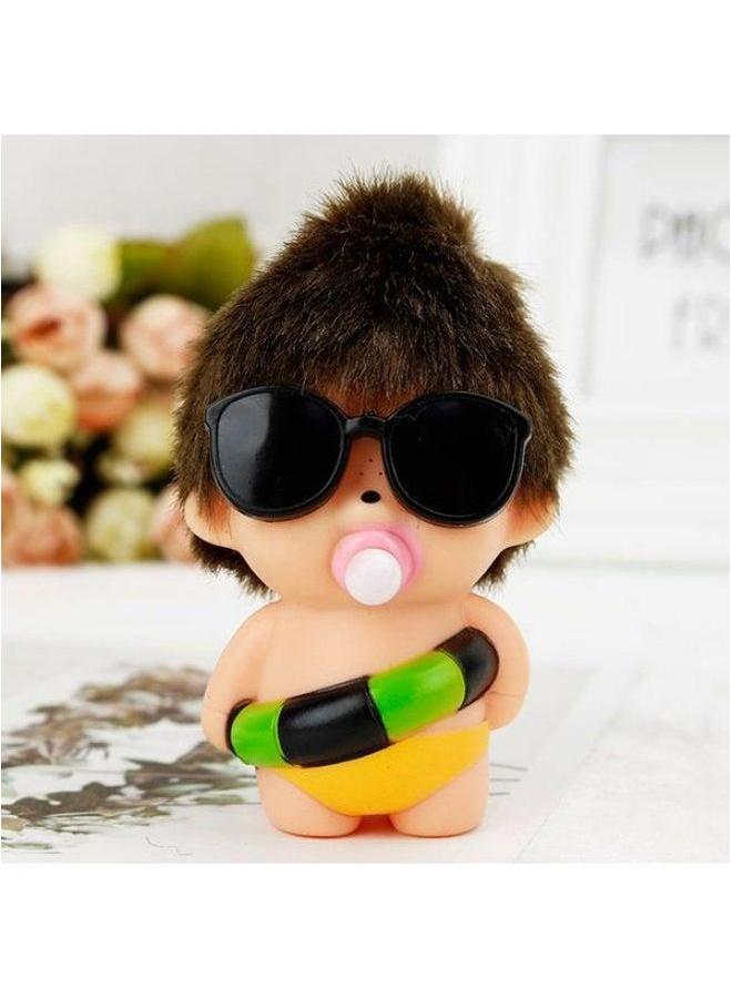 Direct Selling Summer Swimming Ring Qiqi DIY Doll Can Stick Drill Car Pendant Key Clip Machine Toy-Color:Black And Green Standing - Image 1