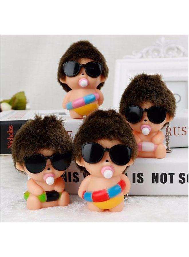 Direct Selling Summer Swimming Ring Qiqi DIY Doll Can Stick Drill Car Pendant Key Clip Machine Toy-Color:Black And Green Standing - Image 4