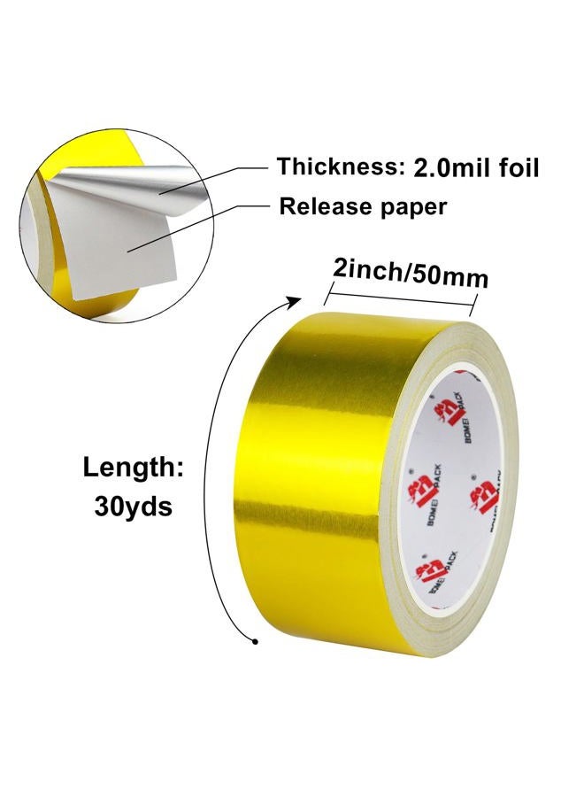 BOMEI PACK Aluminum Foil Tape, Gold, 2 Inch x 90 Feet, Heavy Duty, Waterproof, HVAC & Pipe Sealing - Image 5