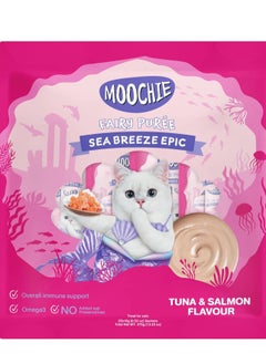 MOOCHIE Cat Wet Treat With Tuna And Salmon Flavor For Kitten And Adult Cats,25x15g , With Omega 3. 