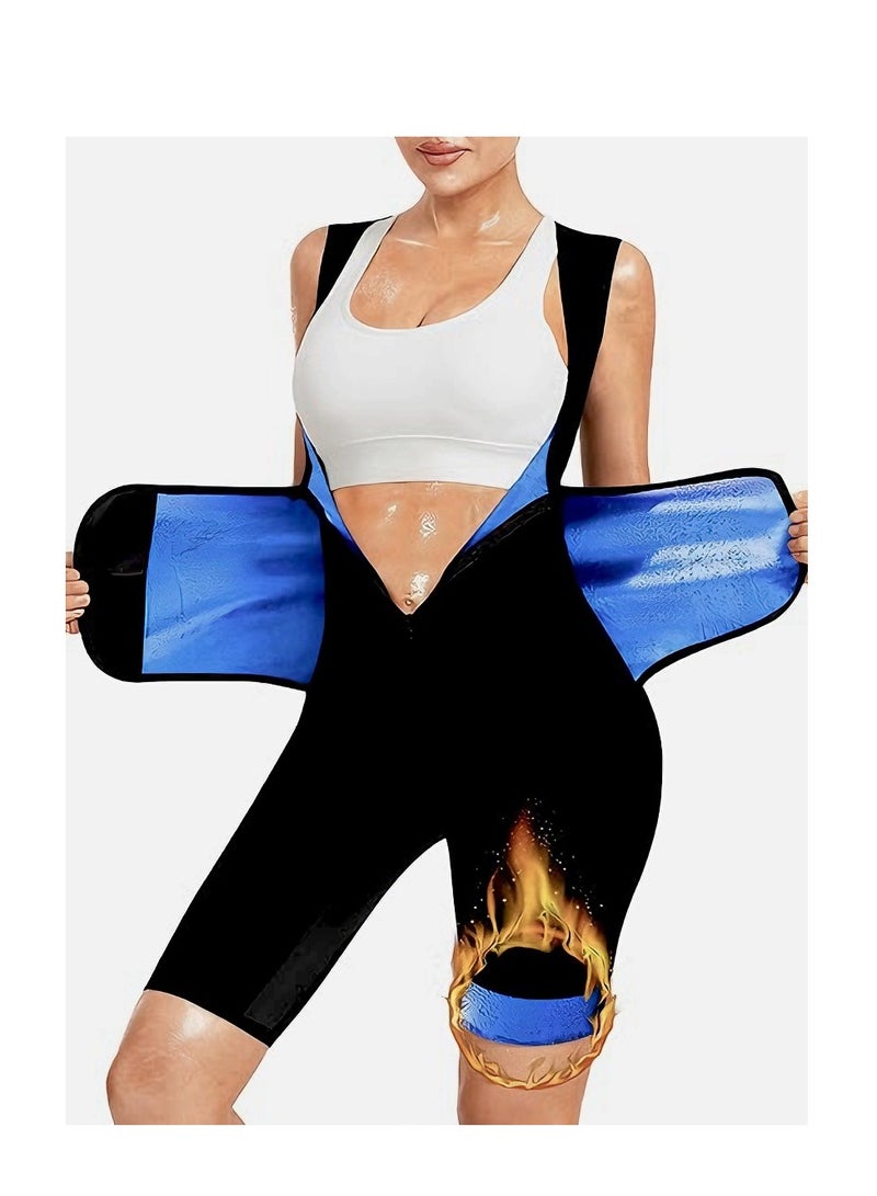 يلا جوي بدلات ساونا قابلة للتنفس للنساء، بدلة ساونا كاملة للجسم 4 في 1 لتخسيس الجسم بالكامل، قابلة لضبط الخصر، سترة ساونا كاملة للجسم لتدريب الخصر، بدلات رياضية، سترة ساونا، قابلة لضبط الخصر (كبير) - Image 1