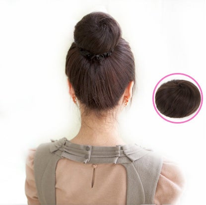 Generic Wholesale wig straight hair bag Taoist head wig ball head wig straight hair bag flower headStraight Hair Bag Natural Color Straight Hair Bag Natural Color
