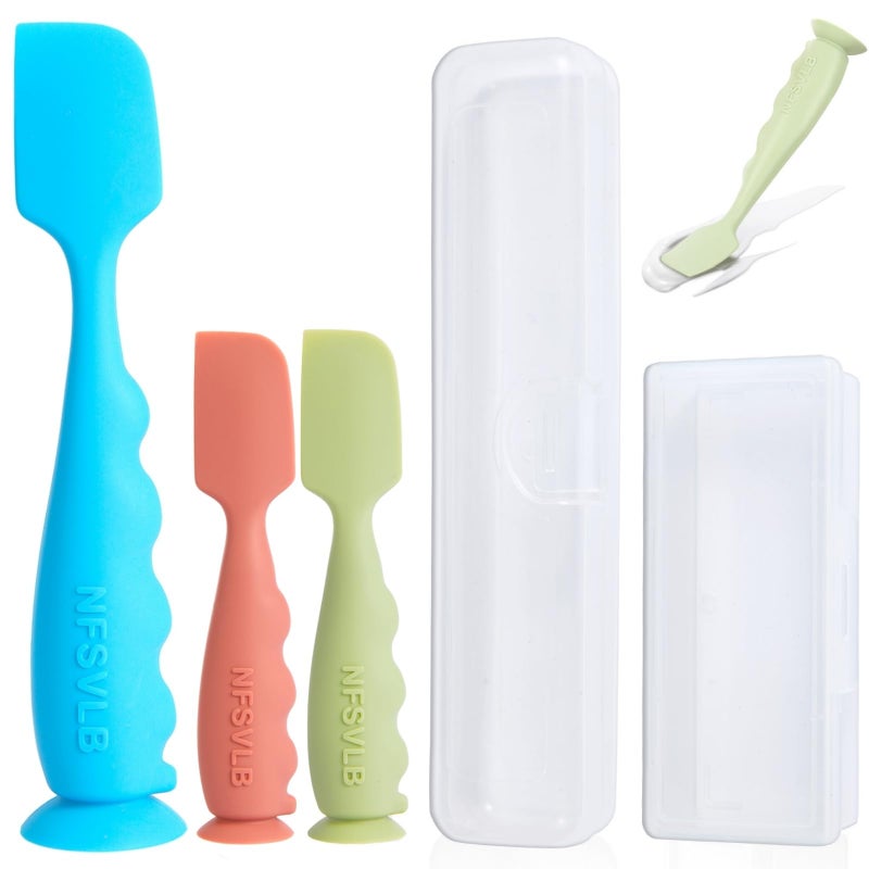 NFSVLB Baby Diaper Cream Spatula with Case1 Large 2 Mini Diaper Spatula with 2 CaseButt spatula Baby Diaper Cream Applicator Soft Butt Paste Spatulas Diaper Rash spatulas with Cases Blue Green Red - Image 3