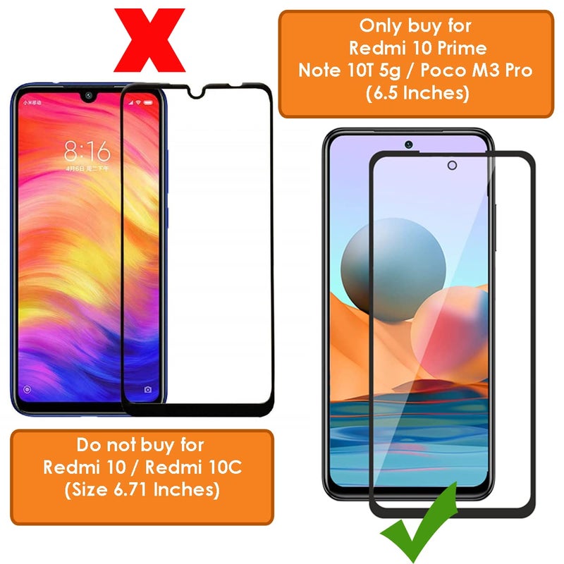 OpenTech ® Military-Grade Tempered Glass Screen Protector Compatible for Xiaomi Redmi 10 Prime/Redmi Note 10T 5G / Poco M3 Pro with Edge to Edge Coverage and Easy Installation kit - Image 2