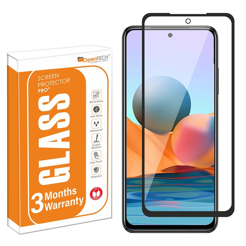 OpenTech ® Military-Grade Tempered Glass Screen Protector Compatible for Xiaomi Redmi 10 Prime/Redmi Note 10T 5G / Poco M3 Pro with Edge to Edge Coverage and Easy Installation kit - Image 1