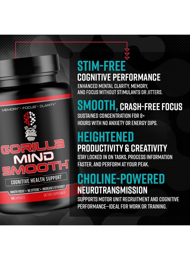 Gorilla Mind Smooth Nootropic Formula - Best Non-Stimulant Productivity Supplement/Memory · Focus · Mental Clarity · No Jitters / 90 Capsules - Image 3
