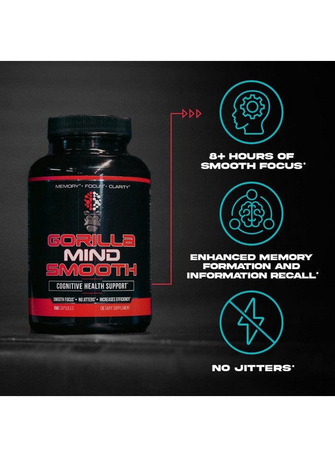 Gorilla Mind Smooth Nootropic Formula - Best Non-Stimulant Productivity Supplement/Memory · Focus · Mental Clarity · No Jitters / 90 Capsules - Image 2