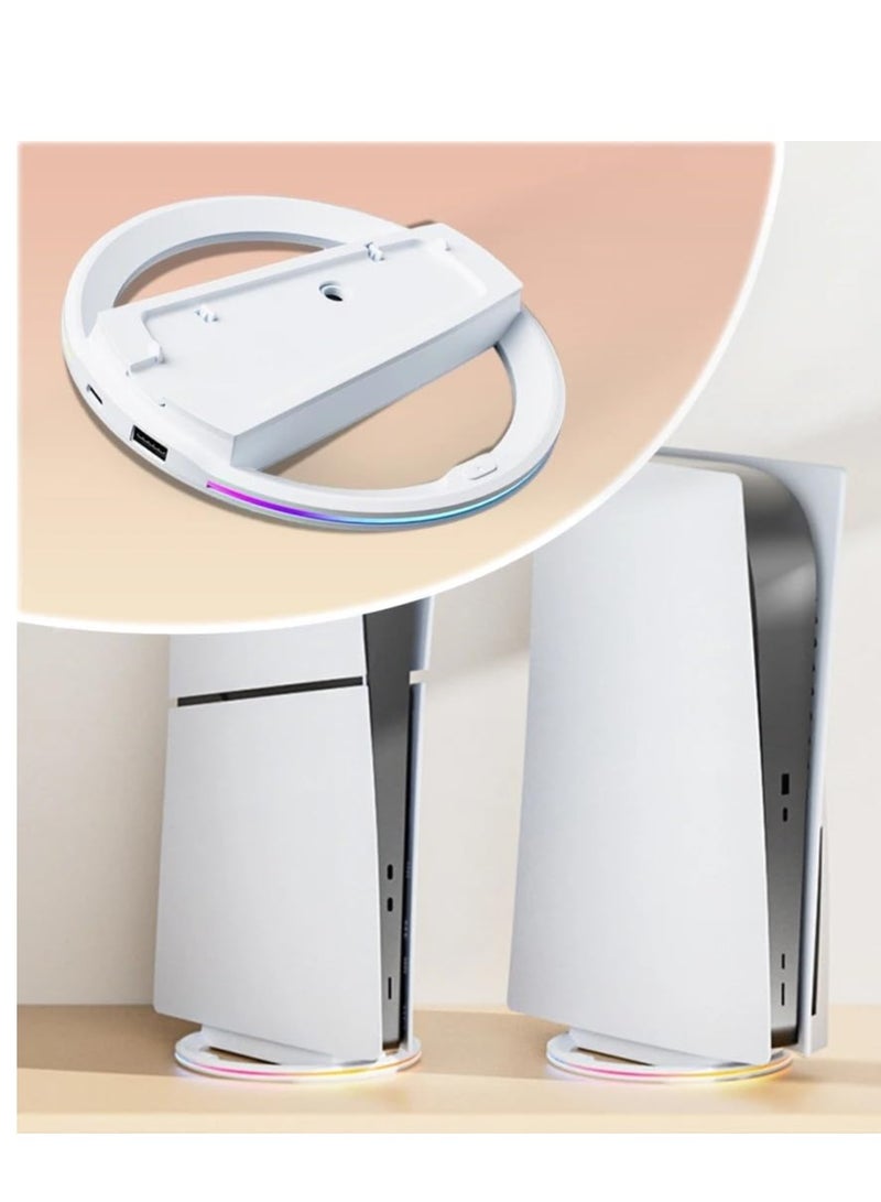 MWS-ForCamping Vertical Stand for PS5 Pro/PS5/PS5 Slim Disc u0026 Digital Edition, Cooling Base Holder Accessory for PS5 Console, with RGB Lights (White), Universal Anti-Slip Base Gaming Accessor - Image 4