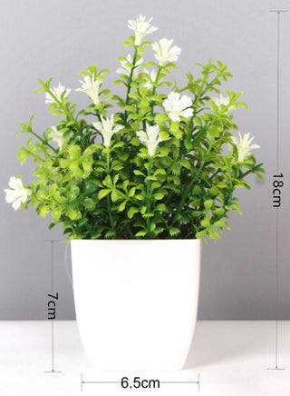 4 Pack Mini Artificial Flowers in Pot, Small Fake Greenery Plants, Faux Plastic Plants for Indoor Home Decor Living Room Bedroom Desktop Bookshelf Decoration Style - view 2