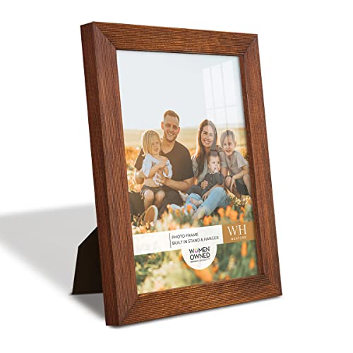 Renditions Gallery 6x8 inch Picture Frame Modern Style Wood Pattern and High Definition Glass Ready for Wall and Tabletop Photo Display, Walnut Frame - Image 1