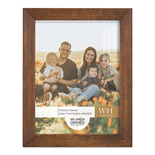 Renditions Gallery 6x8 inch Picture Frame Modern Style Wood Pattern and High Definition Glass Ready for Wall and Tabletop Photo Display, Walnut Frame - Image 2