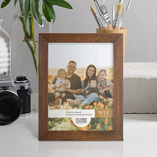 Renditions Gallery 6x8 inch Picture Frame Modern Style Wood Pattern and High Definition Glass Ready for Wall and Tabletop Photo Display, Walnut Frame - Image 3