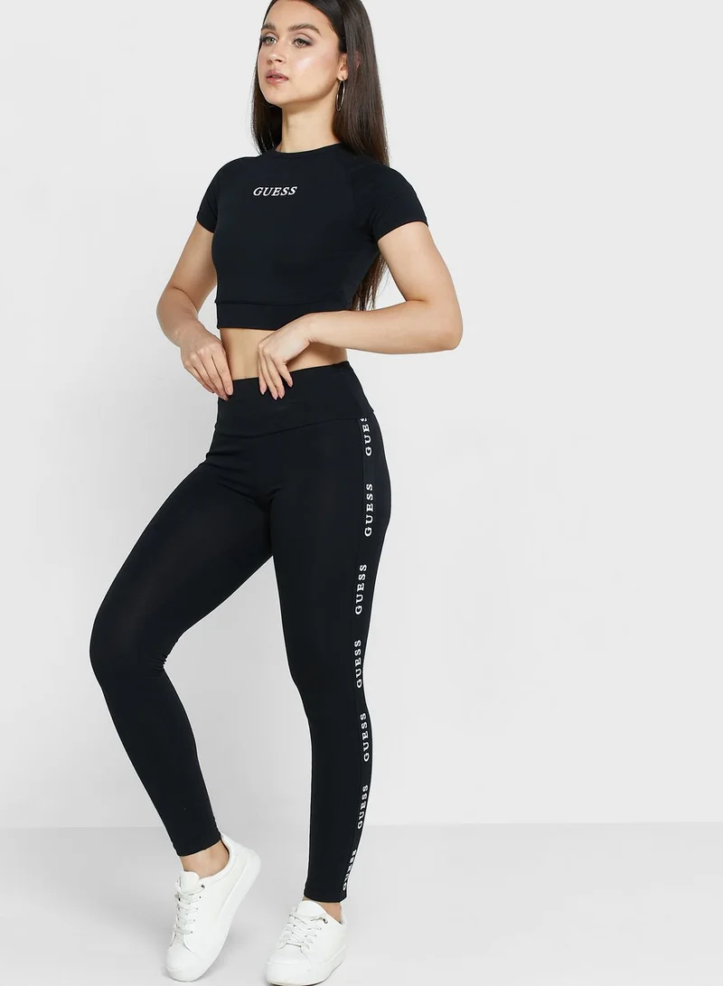 GUESS Stripe Detail High Waist Leggings