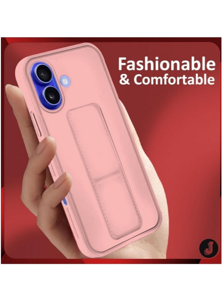 JAJEEK iPhone 16 Plus Pink Magnetic Car Mount Kickstand Case – Premium Silicone Hand Strap Multi-Stand Cover - Image 5