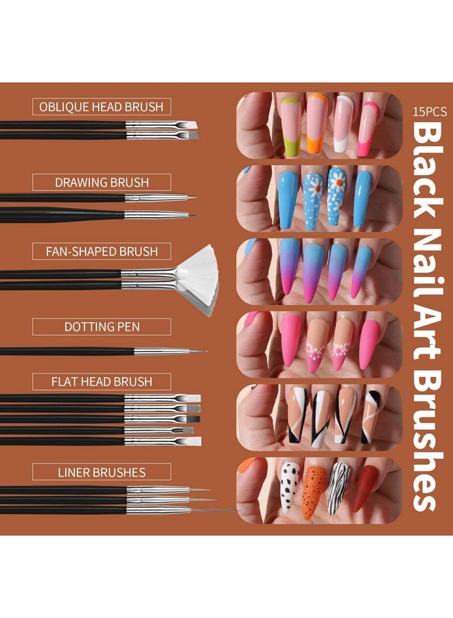 فندامي مجموعة أدوات تصميم الأظافر بفرشاة فنية للأظافر مع فرش فنية للأظافر وأدوات تنقيط الأظافر الجميلة اللامعة على شكل فراشة وترتر على شكل قلب ورقائق معدنية لتزيين الأظافر بأحجار الراين. - Image 3