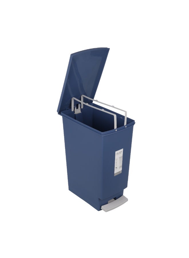 Trash Bin with Pedal, 30Litre, Modern Rectangular design, Plastic - Blue - Image 3