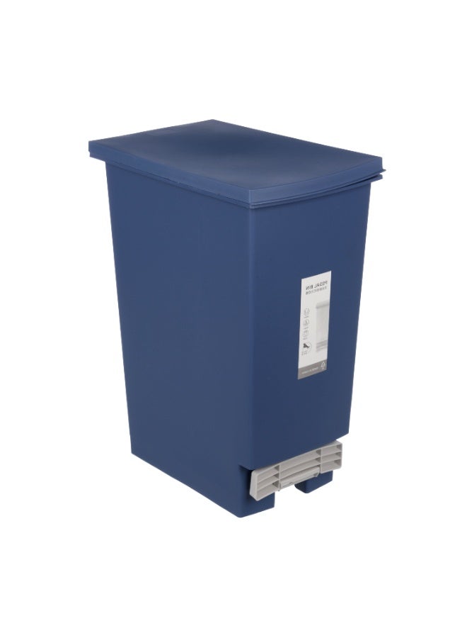 Trash Bin with Pedal, 30Litre, Modern Rectangular design, Plastic - Blue - Image 2