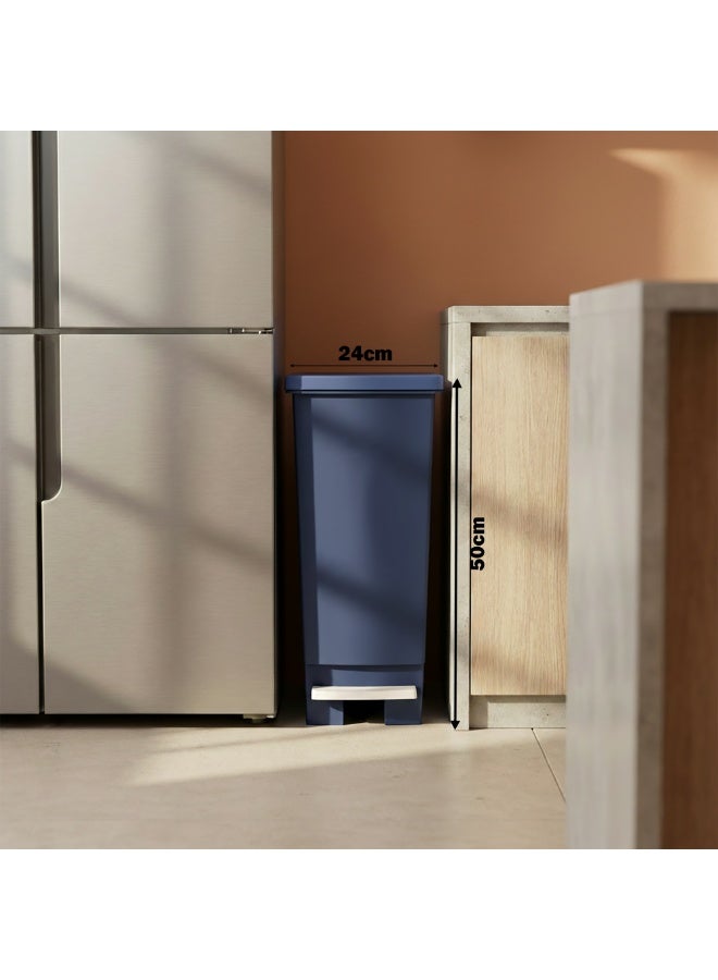 Trash Bin with Pedal, 30Litre, Modern Rectangular design, Plastic - Blue - Image 4