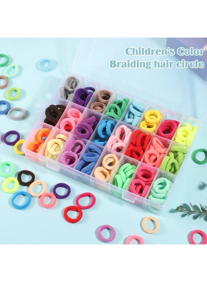 Pengxiaomei Baby Hair Ties, 200 Pcs Toddler Hair Ties with Organizer Box Colorful Cotton Seamless Hair Bands for Girls Kids Summer Gifts (24 Colors) - Image 5