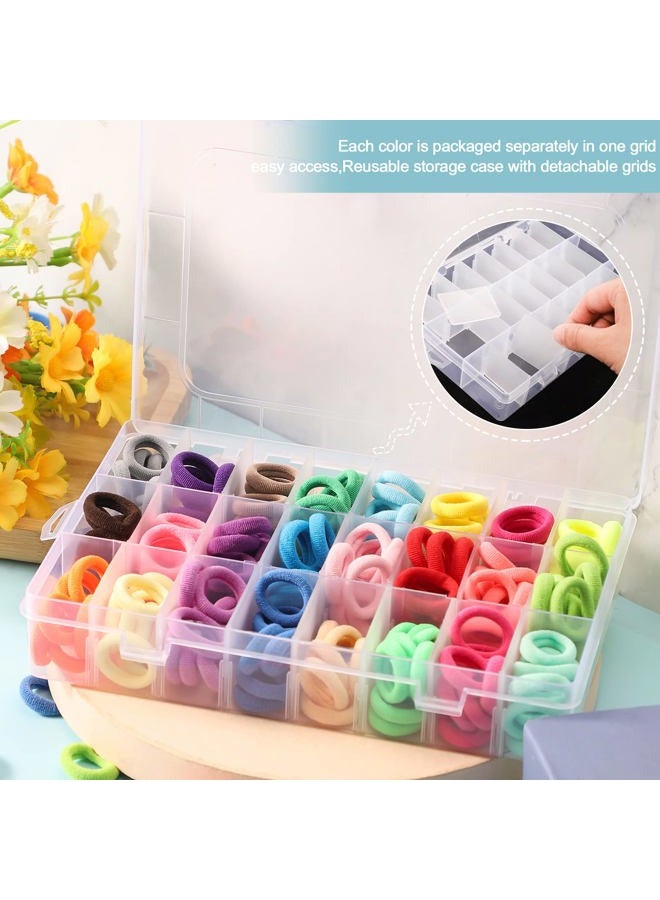 Pengxiaomei Baby Hair Ties, 200 Pcs Toddler Hair Ties with Organizer Box Colorful Cotton Seamless Hair Bands for Girls Kids Summer Gifts (24 Colors) - Image 3