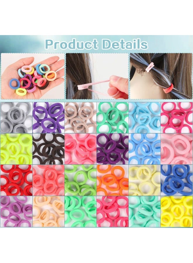 Pengxiaomei Baby Hair Ties, 200 Pcs Toddler Hair Ties with Organizer Box Colorful Cotton Seamless Hair Bands for Girls Kids Summer Gifts (24 Colors) - Image 4